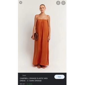 Dissh NWT CAMPBELL ORANGE ELASTIC MIDI DRESS